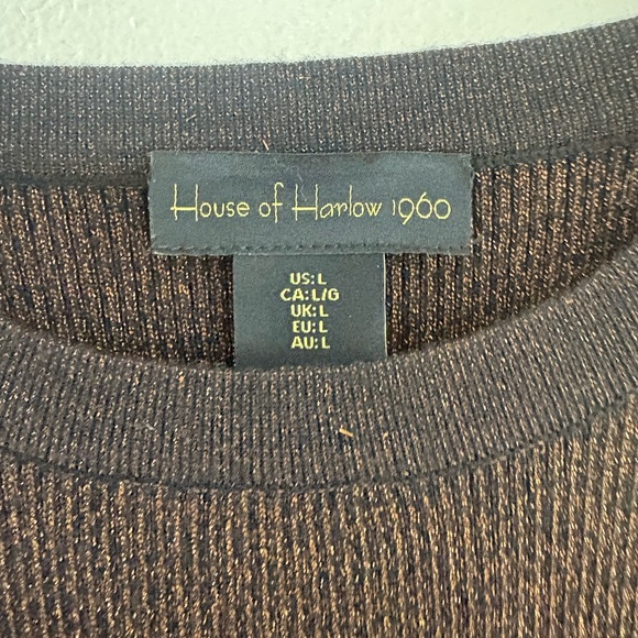 House of Harlow 1960 Revolve Ribbed Midi Dress BodyCon Knit Metallic Halter L - Picture 5 of 7